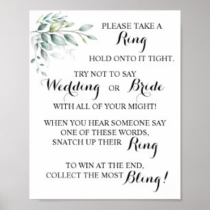 Put a Ring on Eucaliptus Bridal Shower Game Sign