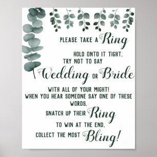 Put a Ring on Eucalyptus Bridal Shower Game Sign