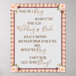 Put a Ring on Floral Frame Bridal Shower Game Sign