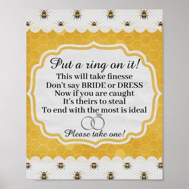 Put A Ring On It Bridal Shower Game Poster (Front)