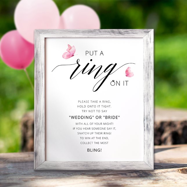Put A Ring On It Butterfly Bridal Shower Game Poster (Creator Uploaded)