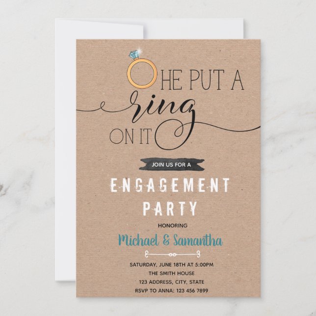 Put a ring on it engagement invitation (Front)