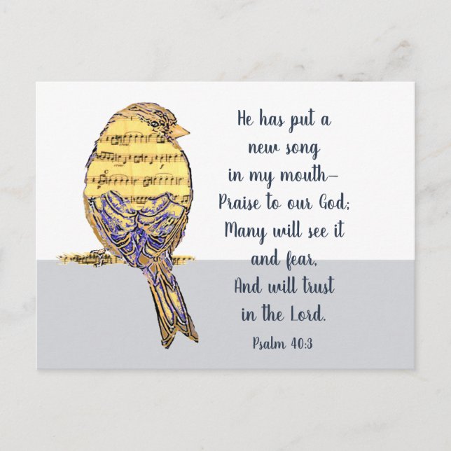 Put a Song in my Heart Bible Scripture Bird Postcard (Front)