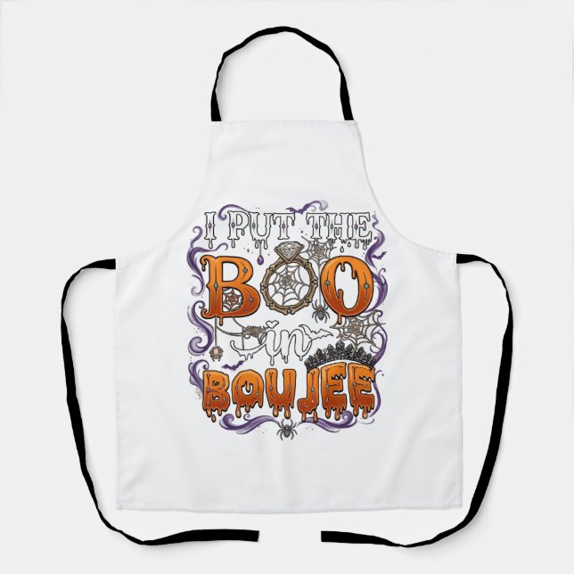 Put Boo Boujee Halloween Diamond Ring Crown_1 Apron (Front)