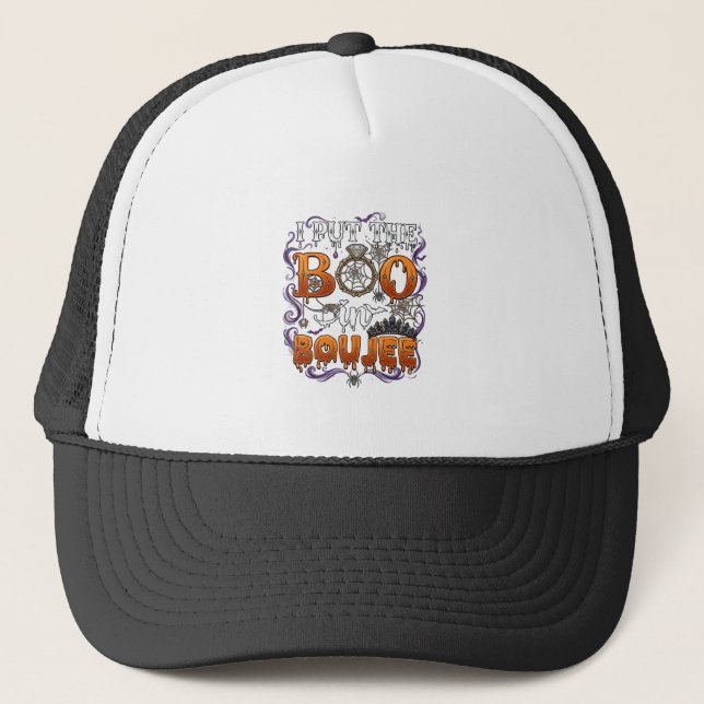 Put Boo Boujee Halloween Diamond Ring Crown_1 Trucker Hat (Front)