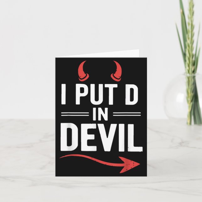 Put D in Devil Funny Halloween Matching Couple Card (Front)