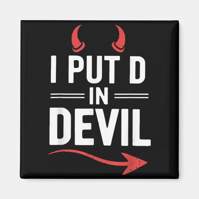 Put D in Devil Funny Halloween Matching Couple Magnet (Front)