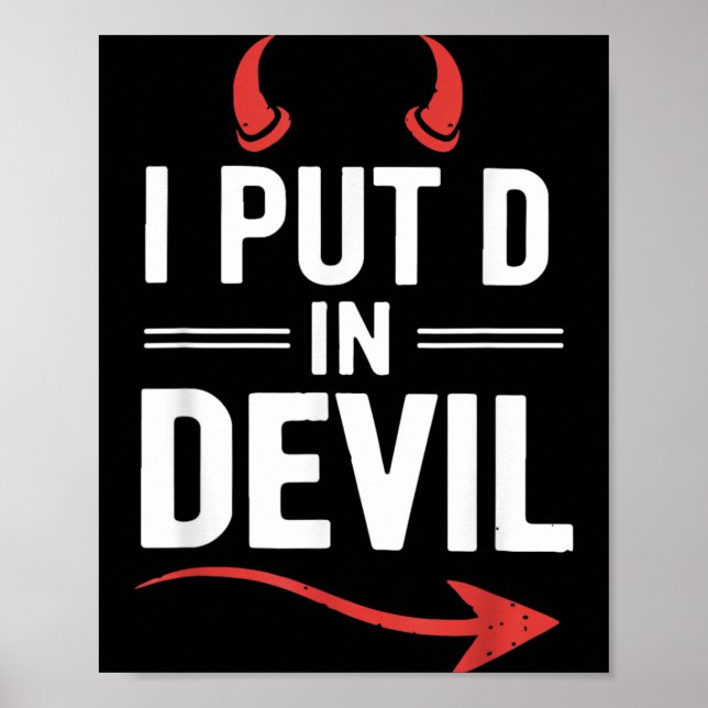 Put D in Devil Funny Halloween Matching Couple Poster (Front)