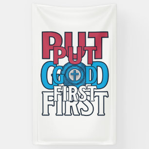 Put God First Christian Quote Vector Banner