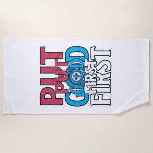 Put God First Christian Quote Vector Beach Towel