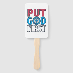 Put God First Christian Quote Vector Hand Fan