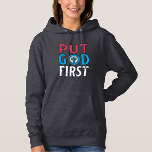 Put God First Christian Quote Vector Hoodie