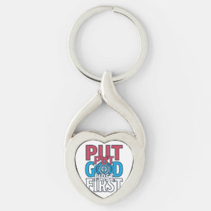 Put God First Christian Quote Vector Key Ring