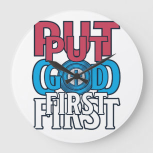 Put God First Christian Quote Vector Large Clock