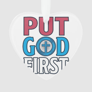 Put God First Christian Quote Vector Ornament