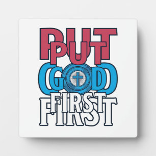 Put God First Christian Quote Vector Plaque