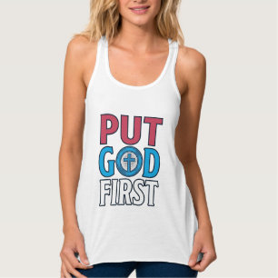 Put God First Christian Quote Vector Singlet