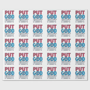 Put God First Christian Quote Vector Wrapping Paper