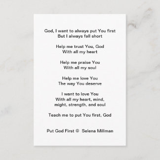 "Put God First" Poem Enclosure Card