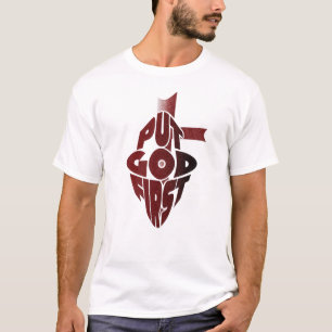 Put God First Retro Christian T-Shirt Faith Typo
