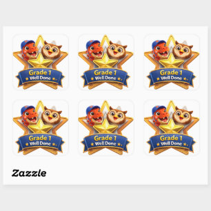 Put grade one well done achievement six large stic square sticker