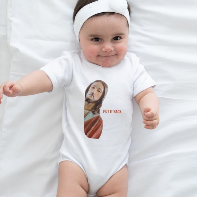 Put It Back Funny Jesus On White background Baby Bodysuit (Creator Uploaded)
