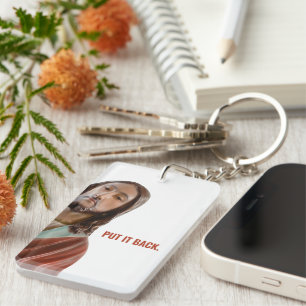 Put It Back Funny Jesus On White background Key Ring