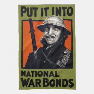Put It Into National War Bonds Tea Towel