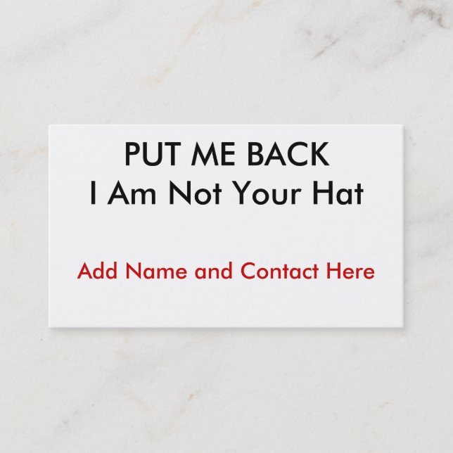 PUT ME BACK! BUSINESS CARD (Front)