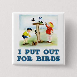 Put Out For Birds (kids) 15 Cm Square Badge