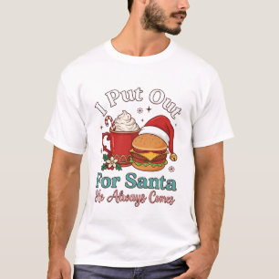 Put Out Santa Christmas Burger Mug Candy Cane T-Shirt