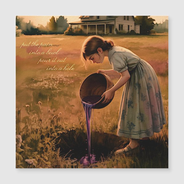 "Put the Pain into a Bowl" Square Magnet healing (Front)