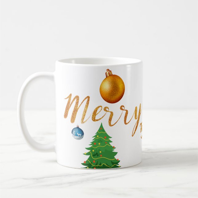 Put your photo & name in Christmas elegant  Coffee Mug (Left)