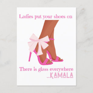 Put your shoes on ladies there is glass everywhere postcard