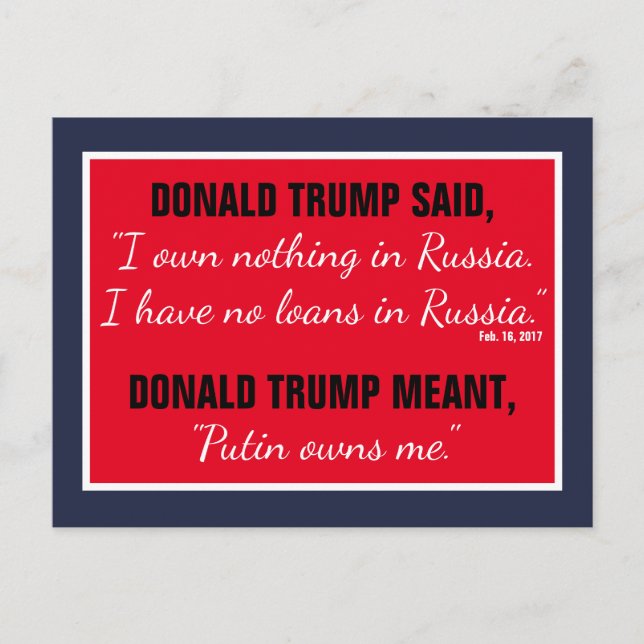 Putin Owns Trump Russia President Politics Postcard (Front)