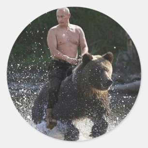 Putin rides a bear! classic round sticker