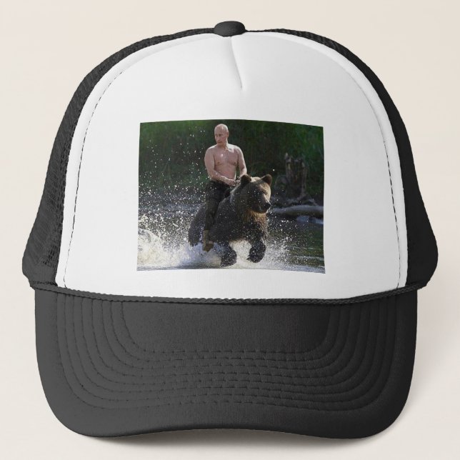 Putin rides a bear! trucker hat (Front)