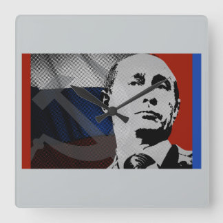 Putin with Russian Flag Square Wall Clock