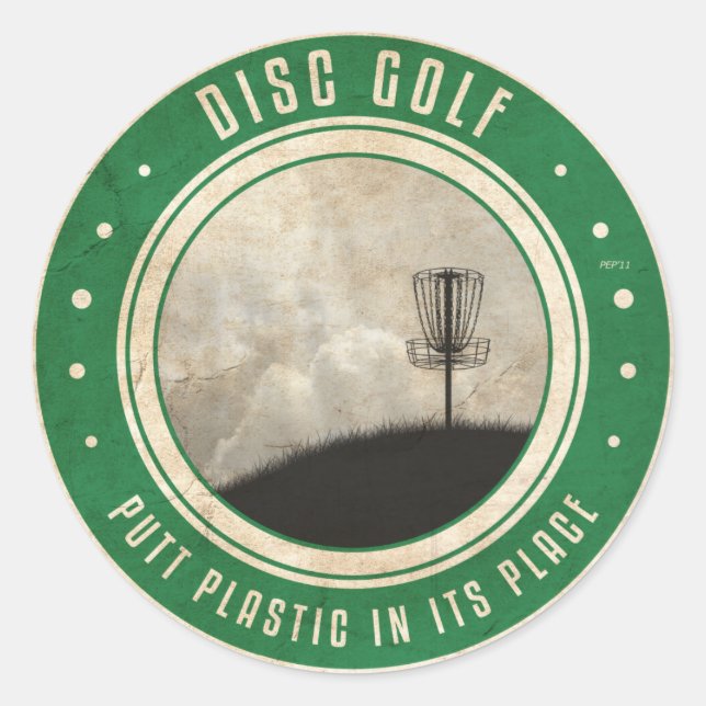 Putt Plastic In Its Place Classic Round Sticker (Front)