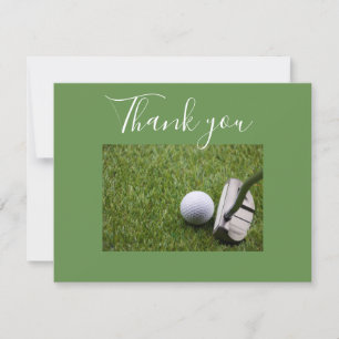 Putter with golf ball Thank you card