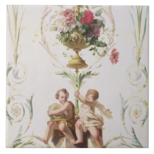 Putti amid swags of flowers and leaves tile (Front)