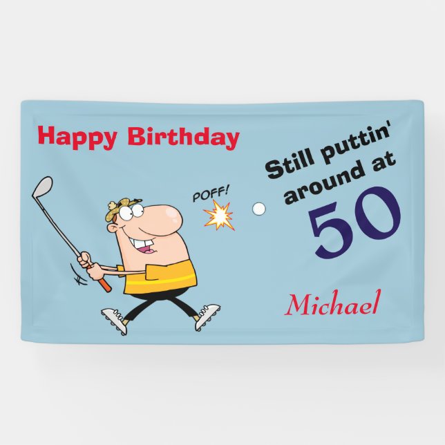 Puttin' Around 50 Golf Birthday Party Banner (Horizontal)
