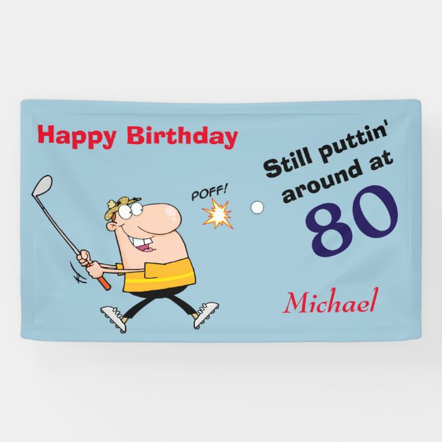 Puttin' Around 80 Golf Birthday Party Banner (Horizontal)