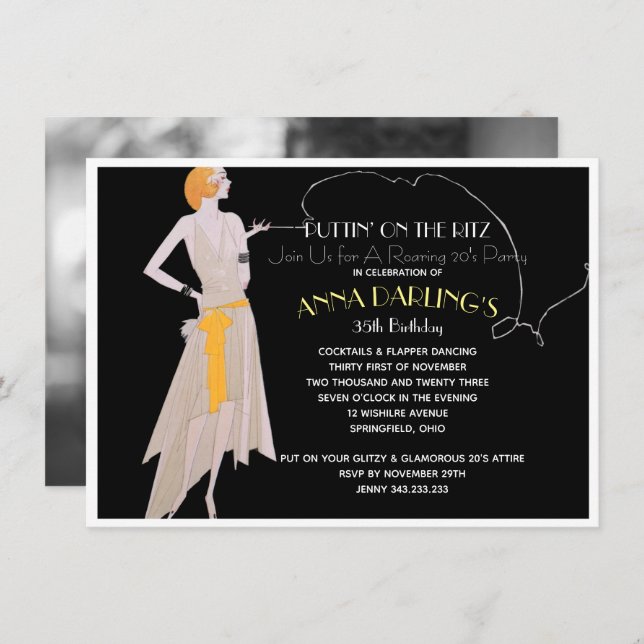 Puttin' On the Ritz 20's Flapper Party Invitation (Front/Back)