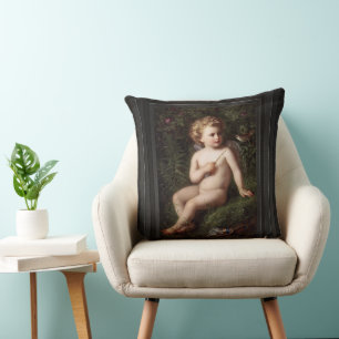 Putto Feeding A Strawberry To A Bird Cushion