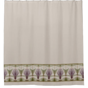 Putty Beige With Green Shower Curtain