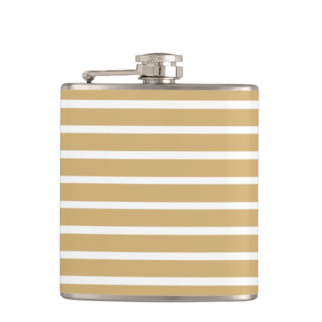 Putty Neutral Stripes Hip Flask (Front)