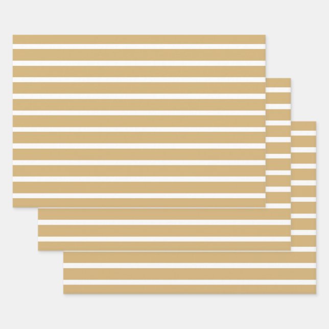 Putty Neutral Stripes Wrapping Paper Sheet (Set)