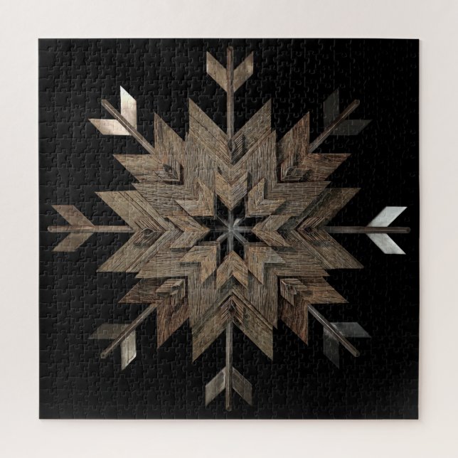 Puzzle aged wood open centre (Vertical)