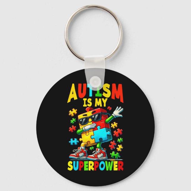Puzzle Autism Awareness Autistic Support  Key Ring (Front)